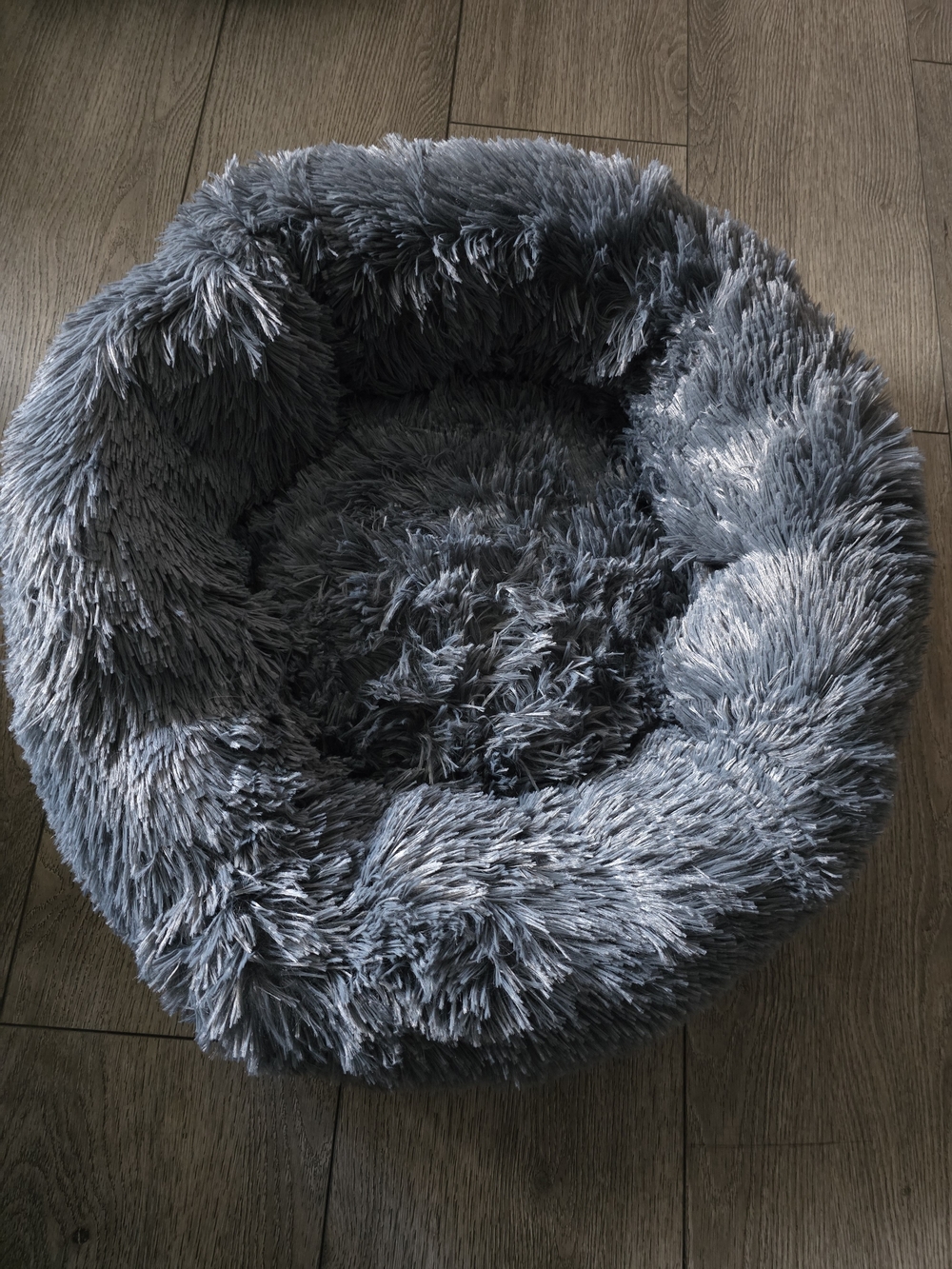 Plush Round Faux Fur Pet Bed - Gray